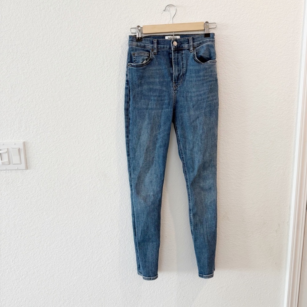 Reformation- High Rise Organic Cotton Skinny Jeans in Destin Wash - 25